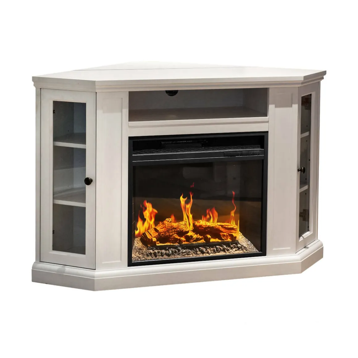 Camino elettrico Alonte, 126x78 h81 cm, Bianco