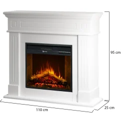 Camino Elettrico Bianco Superficie Riscaldabile 30 Potenza (kw) 0.9/1.8 110x25x95h cm, Indoor - Sola