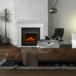 Camino Elettrico Bianco Superficie Riscaldabile 30 Potenza (kw) 0.9/1.8 110x25x95h cm, Indoor - Sola