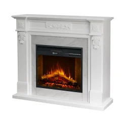 Camini Elettrici > Dmora Camino Elettrico Superficie Riscaldabile 30 Potenza (kw) 0.9/1.8 123x39x100h cm, Indoor - Triuggio Bianco
