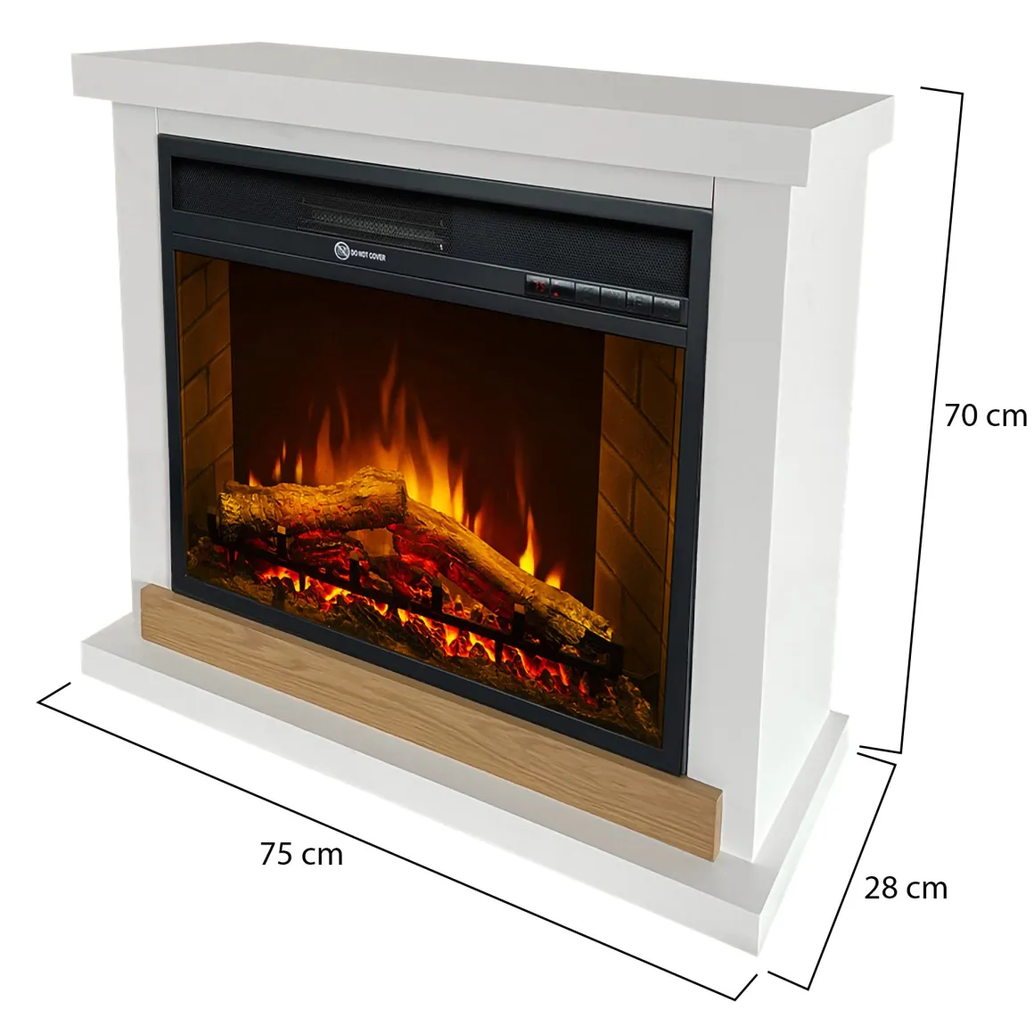Camini Elettrici > Dmora Camino Elettrico Superficie Riscaldabile 30 Potenza (kw) 0.9/1.8 96x35x96h cm, Indoor - Alfaedo Bianco