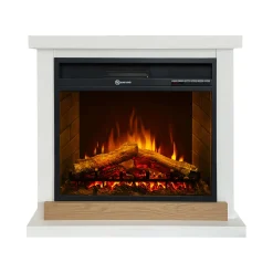 Camini Elettrici > Dmora Camino Elettrico Superficie Riscaldabile 30 Potenza (kw) 0.9/1.8 96x35x96h cm, Indoor - Alfaedo Bianco