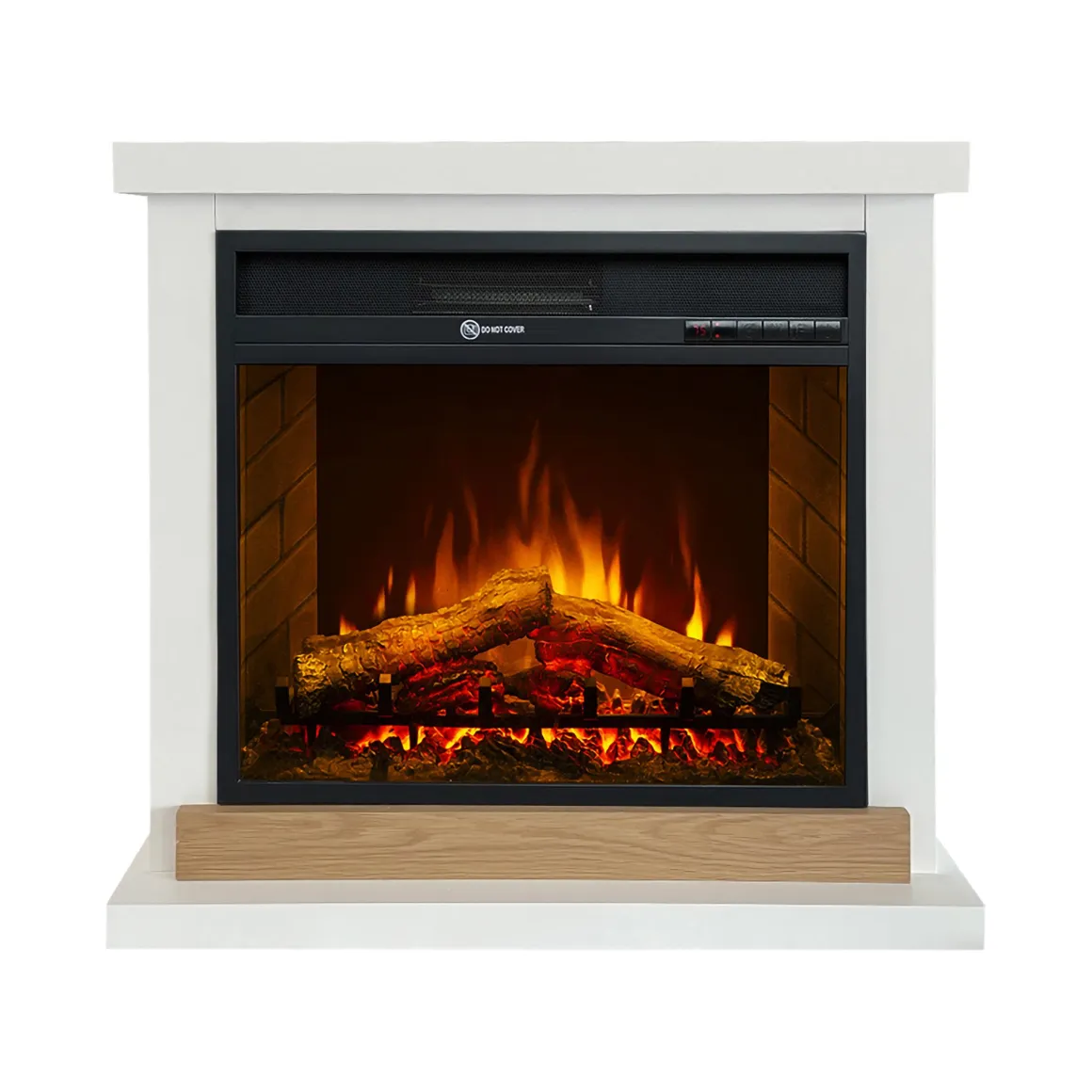 Camini Elettrici > Dmora Camino Elettrico Superficie Riscaldabile 30 Potenza (kw) 0.9/1.8 96x35x96h cm, Indoor - Alfaedo Bianco