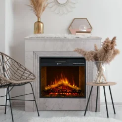 Camini Elettrici > Dmora Camino Elettrico Superficie Riscaldabile 30 Potenza (kw) 0.9/1.8 96x36x90h cm, Indoor - Feletto Bianco