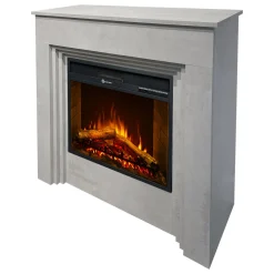Camino Elettrico Grigio Cemento Superficie Riscaldabile 30 Potenza (kw) 0.9/1.8 96x35x96h cm, Indoor - Sturno