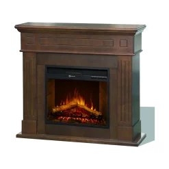 Camini Elettrici > Dmora Camino Elettrico Superficie Riscaldabile 30 Potenza (kw) 0.9/1.8 110x36x100h cm, Indoor - Lentella Marrone Noce