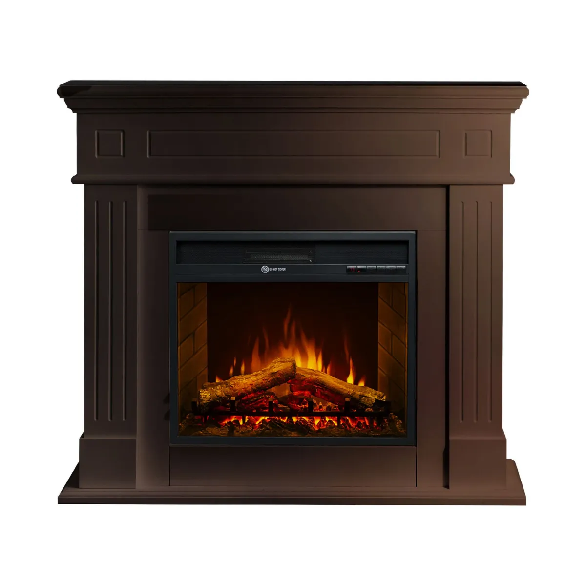 Camini Elettrici > Dmora Camino Elettrico Superficie Riscaldabile 30 Potenza (kw) 0.9/1.8 110x36x100h cm, Indoor - Lentella Marrone Noce
