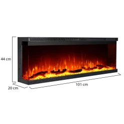 Camini Elettrici > Dmora Camino Elettrico Superficie Riscaldabile 30 Potenza (kw) 0.75/1.5 101x20x44h cm, Indoor - Usini Nero