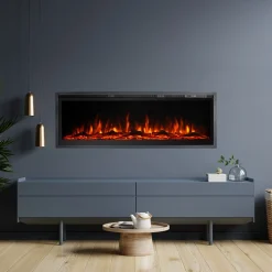Camini Elettrici > Dmora Camino Elettrico Superficie Riscaldabile 30 Potenza (kw) 0.75/1.5 127x20x44h cm, Indoor - Pofi Nero