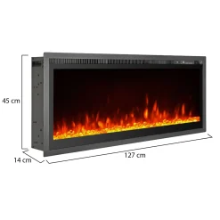 Camino Elettrico Nero Superficie Riscaldabile 30 Potenza (kw) 0.75/1.5 127x14x45h cm, Indoor - Casanova