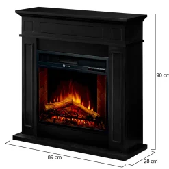 Camini Elettrici > Dmora Camino Elettrico Superficie Riscaldabile 30 Potenza (kw) 0.9/1.8 96x35x96h cm, Indoor - Limbiate Nero