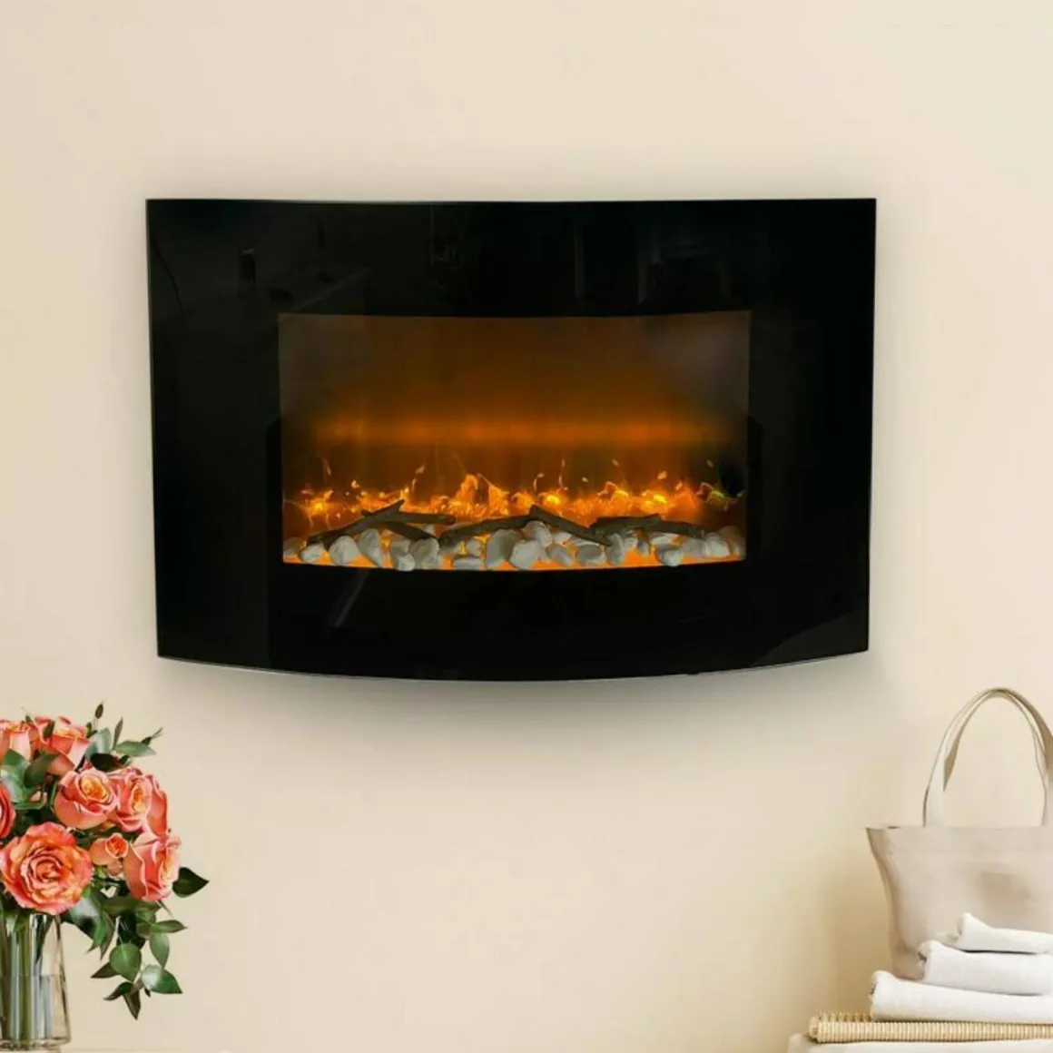 Camino elettrico Stockholm, 14x89 h56 cm, Nero
