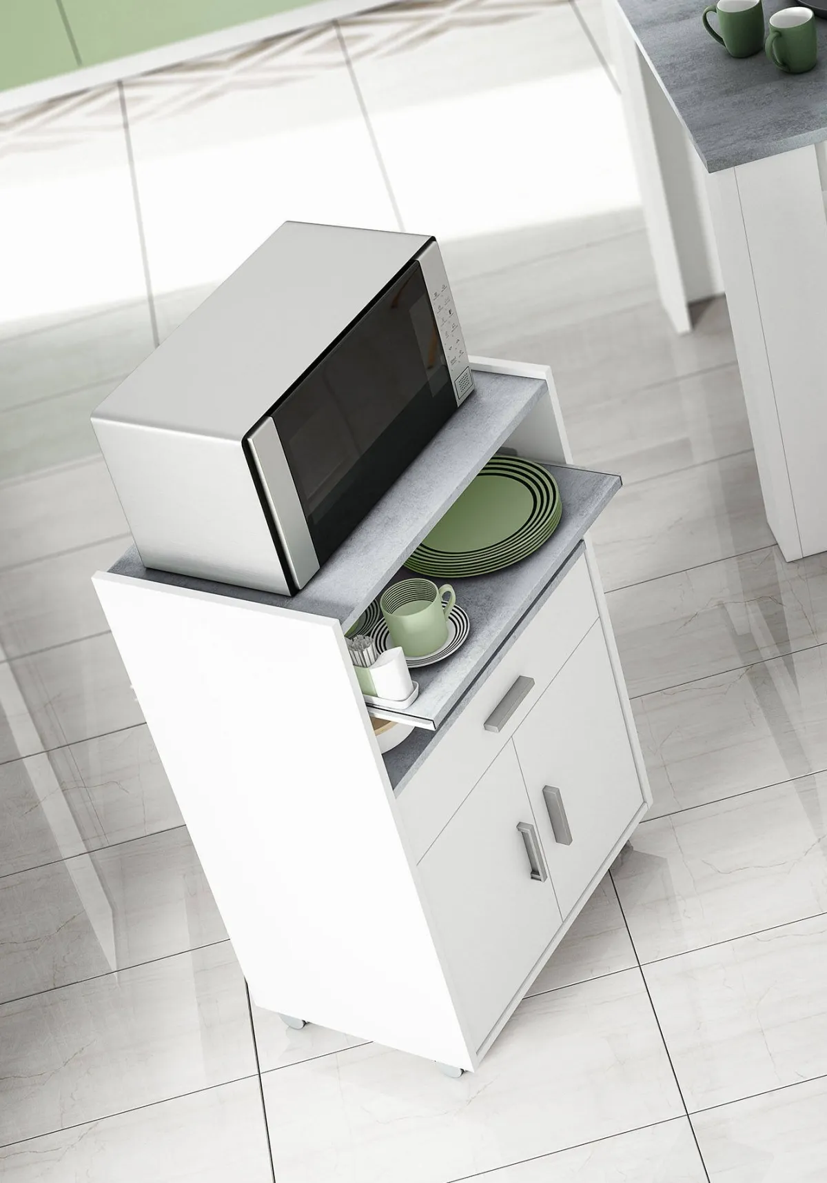 Carrelli > Dmora Carrello Akea, 59x40h92 cm, Bianco