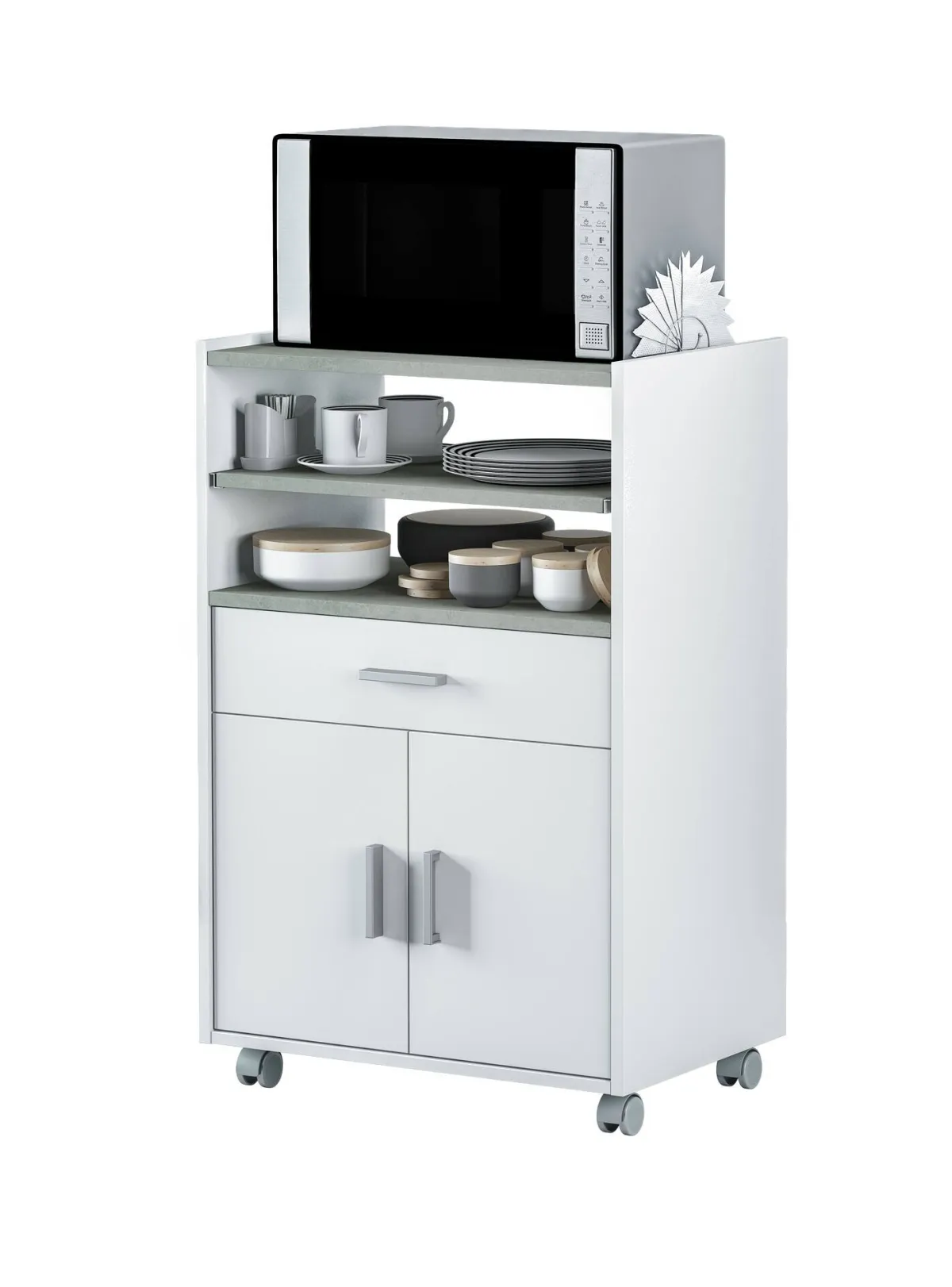 Carrelli > Dmora Carrello Akea, 59x40h92 cm, Bianco