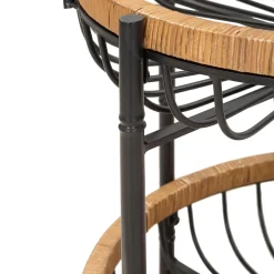 Carrelli > Dmora Carrello Marrone Nero 2 Ripiani Ruote 57x56x63h cm, con 2 Cestini in Rattan - Zakopa Nero, Marrone