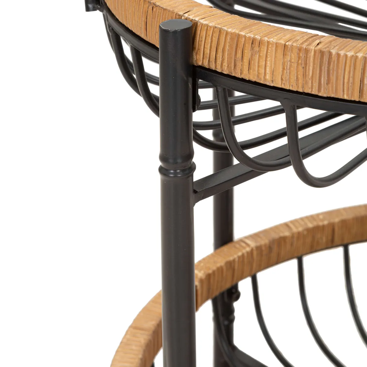 Carrelli > Dmora Carrello Marrone Nero 2 Ripiani Ruote 57x56x63h cm, con 2 Cestini in Rattan - Zakopa Nero, Marrone