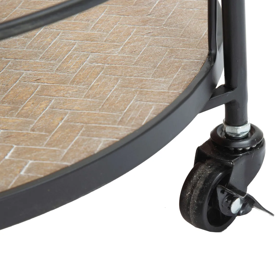 Carrello Marrone Nero 3 Ripiani Ruote 40x42x82h cm, Colore Struttura Nero - Ganaro