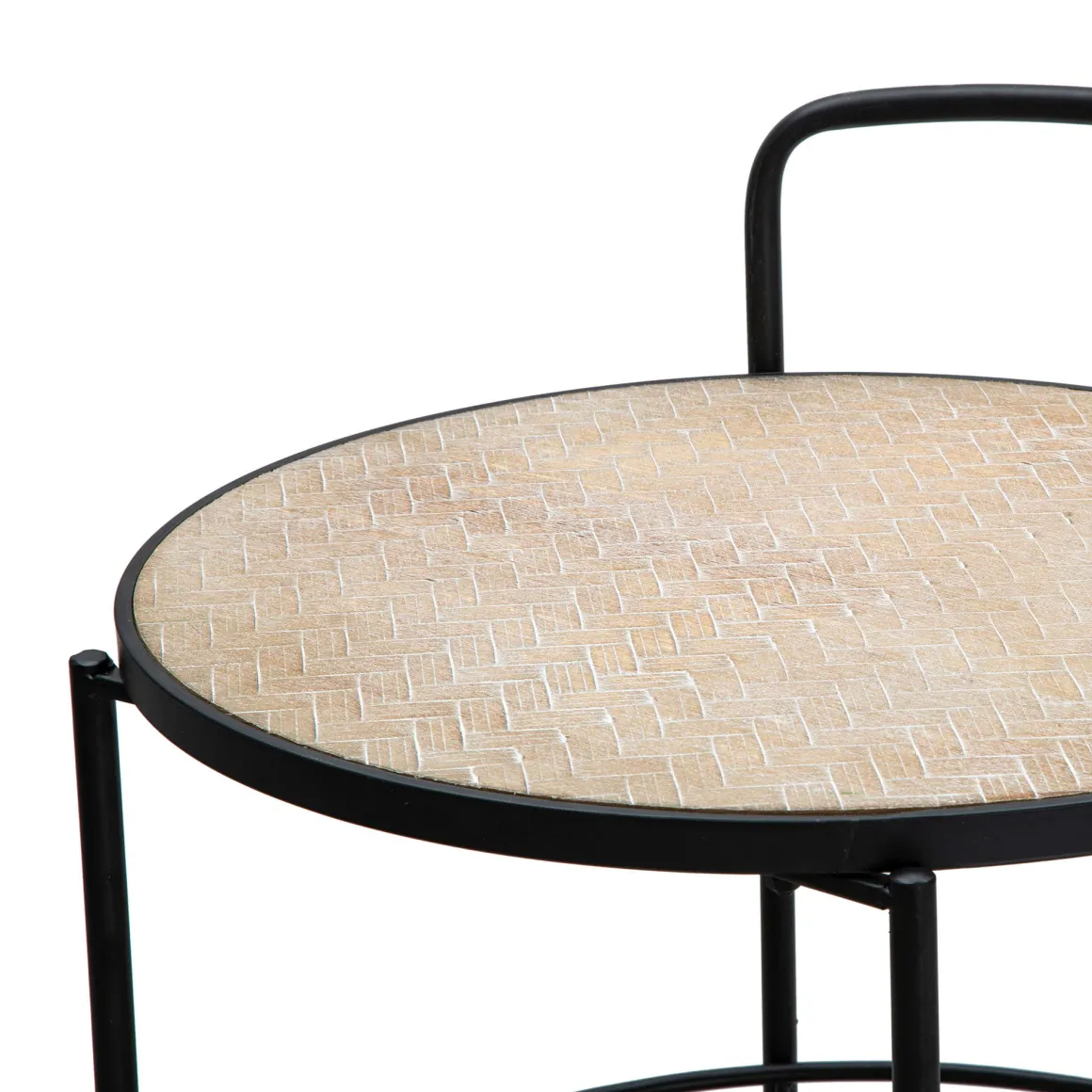 Carrello Marrone Nero 3 Ripiani Ruote 40x42x82h cm, Colore Struttura Nero - Ganaro