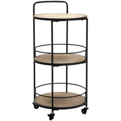 Carrello Marrone Nero 3 Ripiani Ruote 40x42x82h cm, Colore Struttura Nero - Ganaro