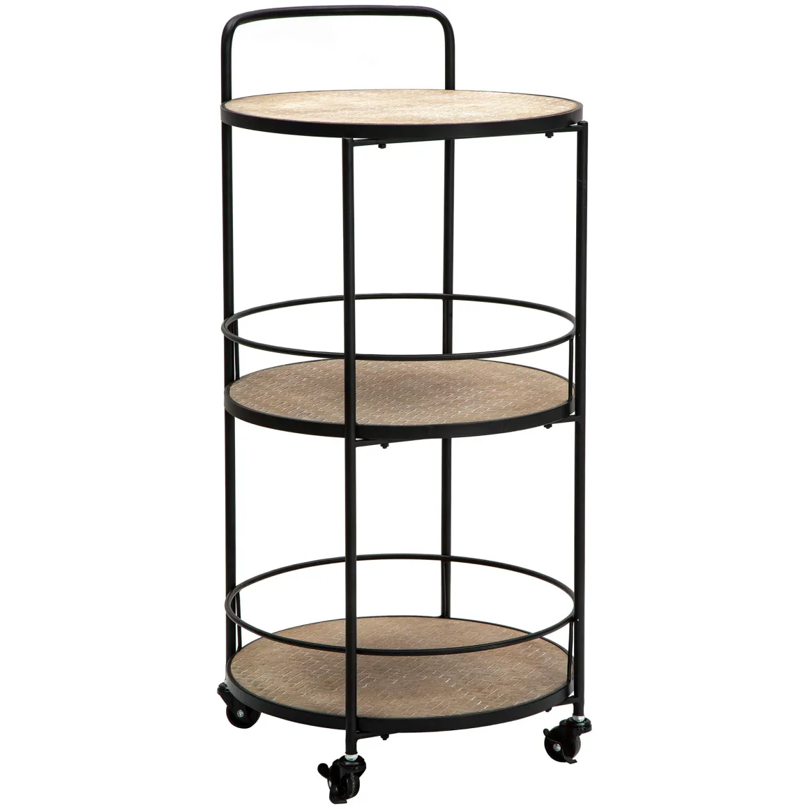 Carrello Marrone Nero 3 Ripiani Ruote 40x42x82h cm, Colore Struttura Nero - Ganaro