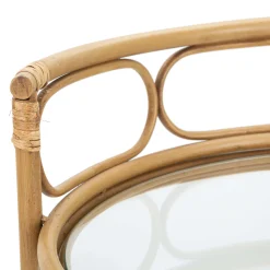 Carrello Marrone Trasparente 2 Ripiani Ruote 51x51x74h cm, Finiture in Rattan - Dalosa
