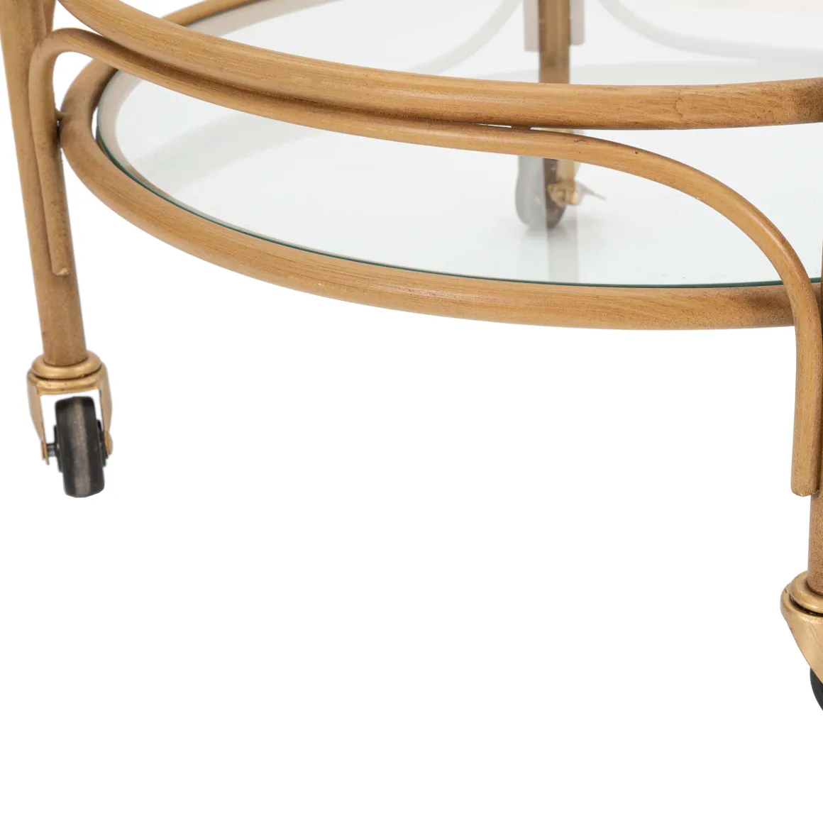Carrello Marrone Trasparente 2 Ripiani Ruote 51x51x74h cm, Finiture in Rattan - Dalosa