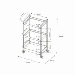 Carrelli > Dmora Carrello Masio, 43x30 h80 cm, Ardesia Grigio Ardesia