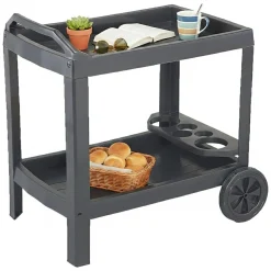 Carrelli > Dmora Carrello 2 Ripiani Ruote 53x74x73h cm, con Portabicchieri Made in Italy - Chidester Nero Antracite