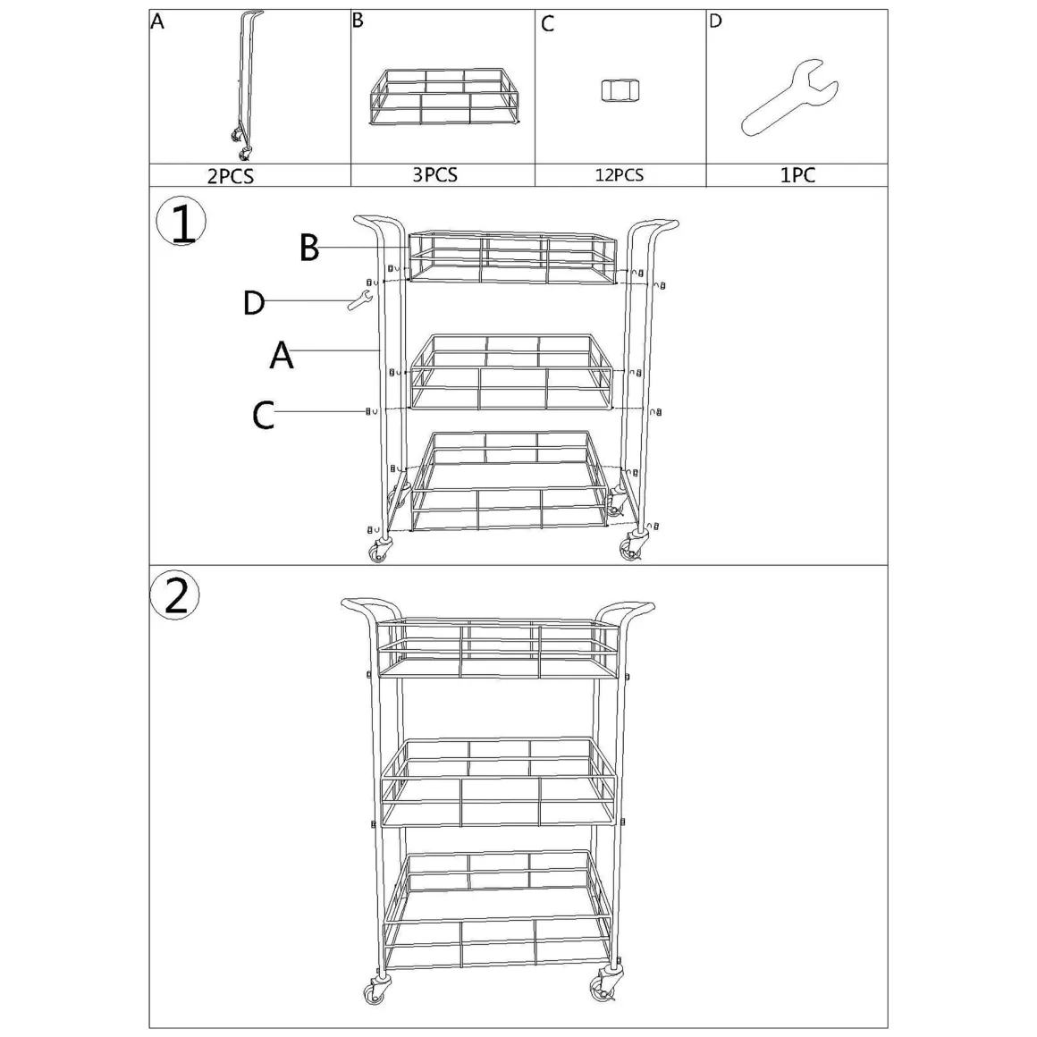 Carrello oro Trasparente Fume 3 Ripiani Ruote 60x31x80h cm, Sfumatura Colore Struttura Fume - Arviat