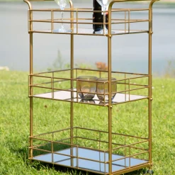 Carrello oro Trasparente Fume 3 Ripiani Ruote 60x31x80h cm, Sfumatura Colore Struttura Fume - Arviat