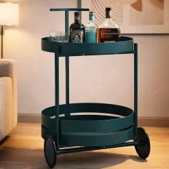 Carrelli > Dmora Carrello 2 Ripiani Ruote 45x35x65h cm, Materiale Ripiano in Metallo - Ganamo Verde