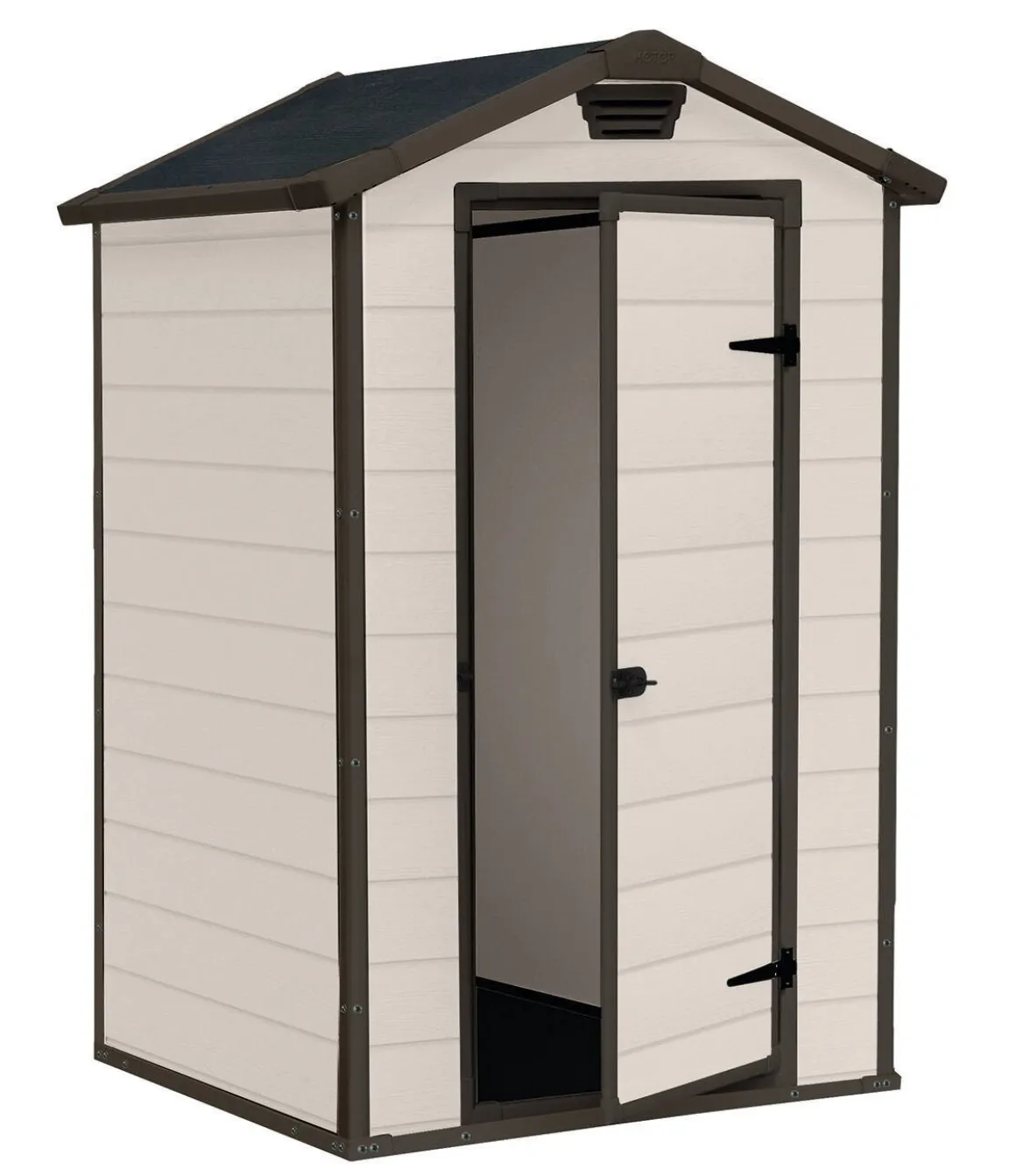 Casetta da Giardino Beige Nero Resistente Agli Agenti Atmosferici Tetto a due Falde 129x103x196h cm, Materiale Tetto in Plastica - Stormlake