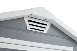 Casette Da Giardino > Dmora Casetta da Giardino Grigio Bianco Resistente Agli Agenti Atmosferici Presenza Finestre 130x192x198h cm, Tetto a due Falde - Stillman Bianco, Grigio