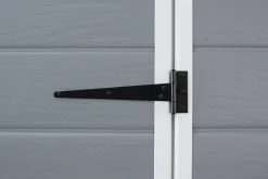 Casette Da Giardino > Dmora Casetta da Giardino Grigio Nero Resistente Agli Agenti Atmosferici Presenza Finestre 185x152x226h cm, Tetto a due Falde - Sheboygan Nero, Grigio