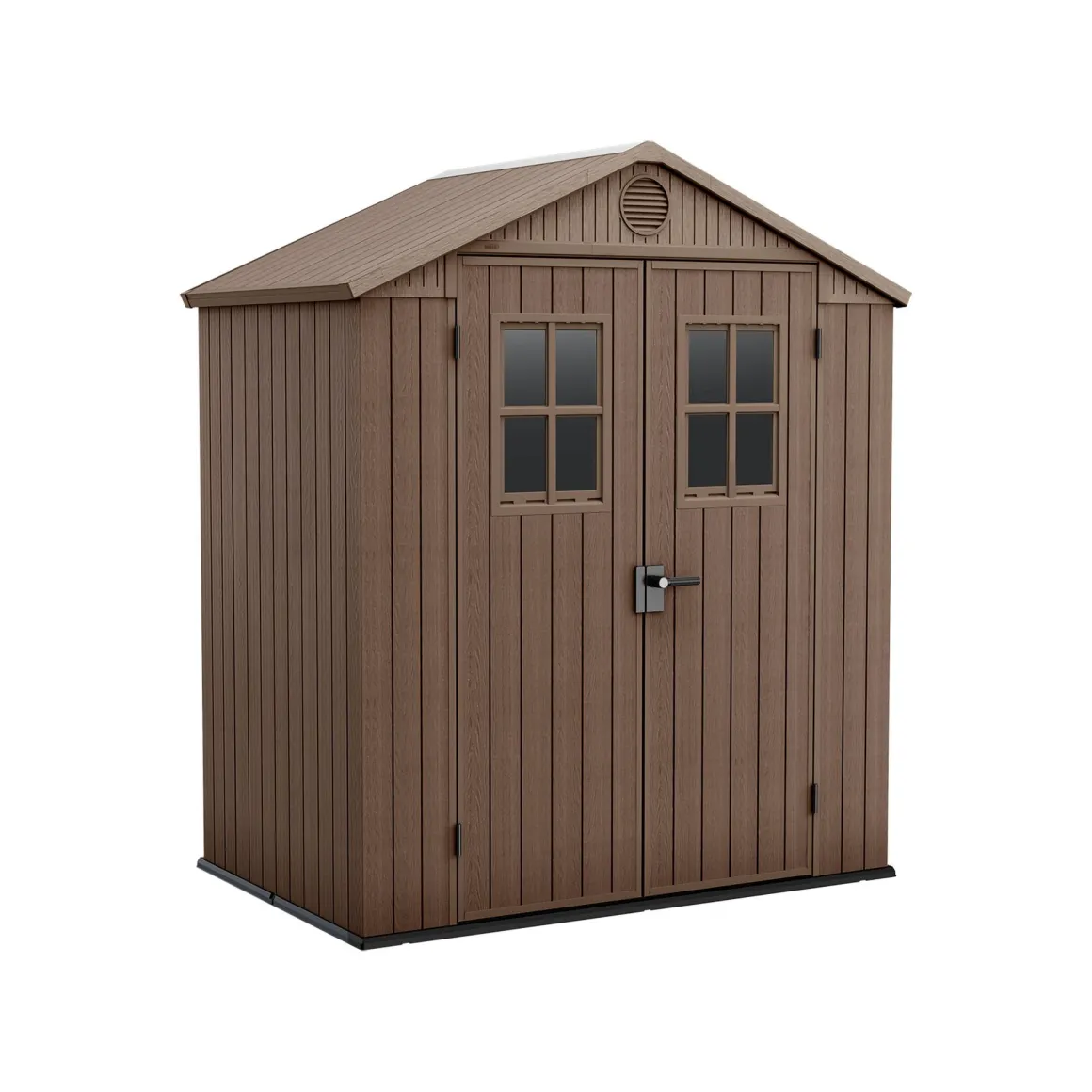 Casette Da Giardino > Dmora Casetta da Giardino Marrone Nero Resistente Agli Agenti Atmosferici Presenza Finestre 190x183x221h cm, Tetto a due Falde - Savanna Nero, Marrone