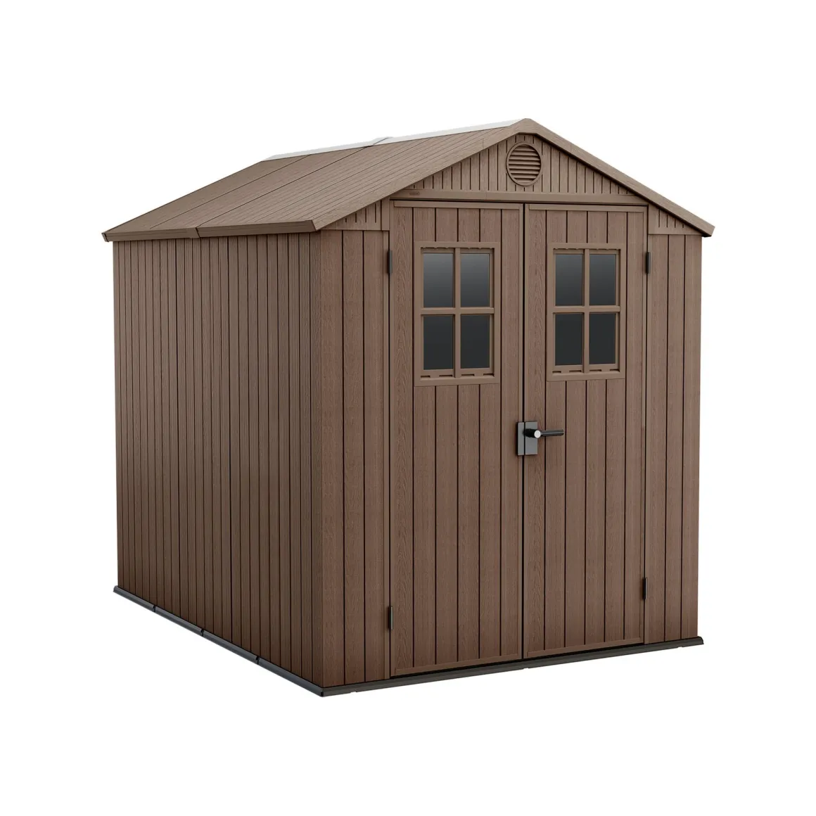 Casette Da Giardino > Dmora Casetta da Giardino Marrone Nero Resistente Agli Agenti Atmosferici Presenza Finestre 230x224x246h cm, Tetto a due Falde - Oneonta Nero, Marrone
