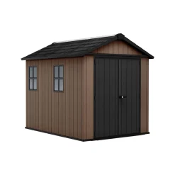 Casette Da Giardino > Dmora Casetta da Giardino Marrone Nero Resistente Agli Agenti Atmosferici Presenza Finestre 230x350x246h cm, Tetto a due Falde - Rockport Nero, Marrone