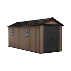 Casette Da Giardino > Dmora Casetta da Giardino Marrone Nero Resistente Agli Agenti Atmosferici Tetto a due Falde 124x117x205h cm, Materiale Tetto in Plastica - Osoyoos Nero, Marrone