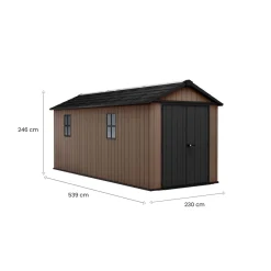 Casette Da Giardino > Dmora Casetta da Giardino Marrone Nero Resistente Agli Agenti Atmosferici Tetto a due Falde 124x117x205h cm, Materiale Tetto in Plastica - Osoyoos Nero, Marrone