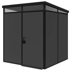 Casette Da Giardino > Dmora Casetta da Giardino Nero Antracite Nero Pavimento Antiscivolo, con Lucernario, Modulabile Componibile Tetto 1 Falda 300x200x226h cm, Made in Italy Nero, Nero Antracite