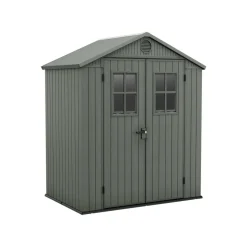 Casette Da Giardino > Dmora Casetta da Giardino Verde Nero Resistente Agli Agenti Atmosferici Presenza Finestre 190x183x221h cm, Tetto a due Falde - Savanna Nero, Verde