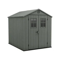 Casetta da Giardino Verde Nero Resistente Agli Agenti Atmosferici Presenza Finestre 190x244x221h cm, Tetto a due Falde - Seneca