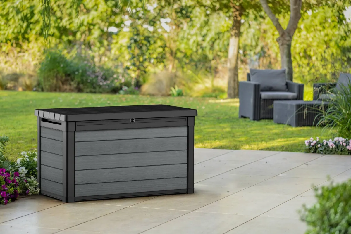 Cassapanche|Cassapanche Da Esterno > Dmora Cassapanca da esterno 122x62x70h cm antracite - Ajax Nero Antracite
