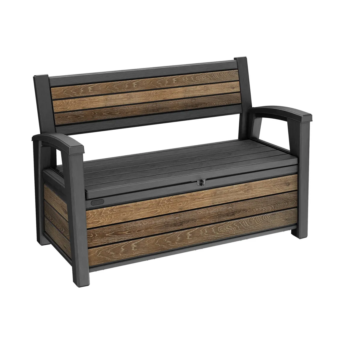 Cassapanche|Cassapanche Da Esterno > Dmora Cassapanca da giardino con schienale 140x60x84h cm e beige - Chestermere Marrone