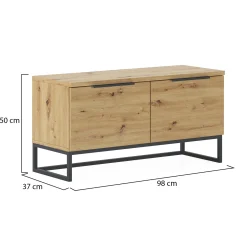 Cassapanche > Dmora Cassapanca Marrone Rovere Nodi Colore Ripiano Marrone Materiale Struttura in Metallo 98x37x50h cm - Sciara Nero, Marrone Rovere Nodi