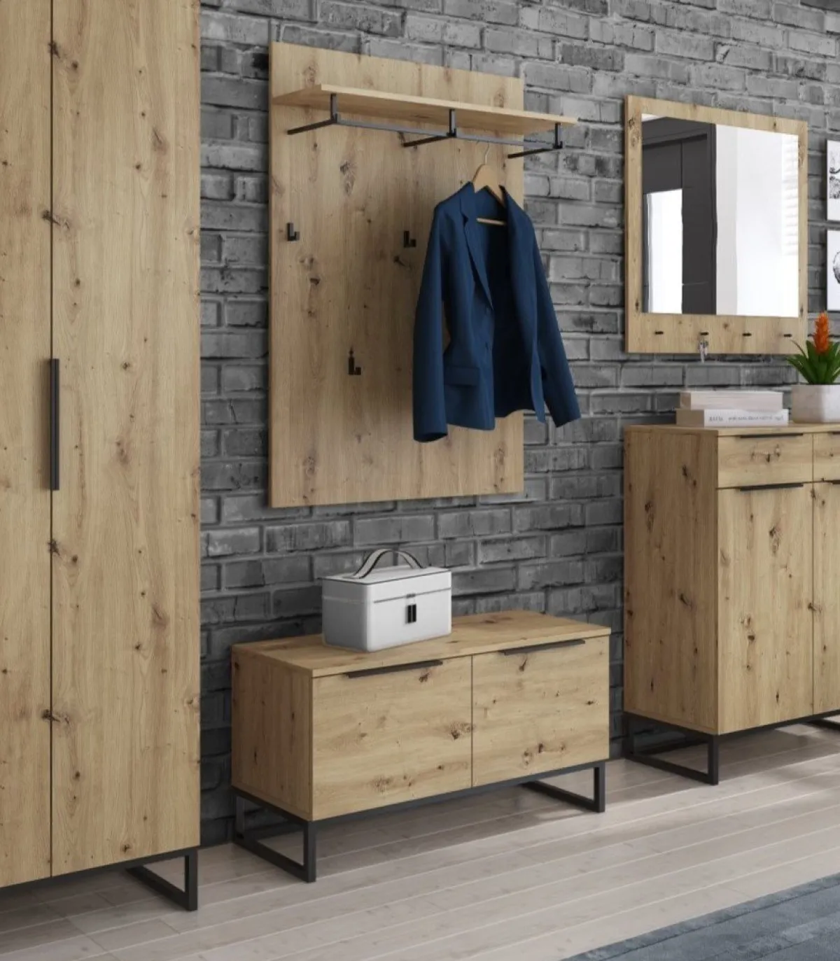 Cassapanche > Dmora Cassapanca Marrone Rovere Nodi Colore Ripiano Marrone Materiale Struttura in Metallo 98x37x50h cm - Sciara Nero, Marrone Rovere Nodi