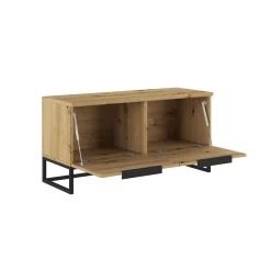 Cassapanche > Dmora Cassapanca Marrone Rovere Nodi Colore Ripiano Marrone Materiale Struttura in Metallo 98x37x50h cm - Sciara Nero, Marrone Rovere Nodi
