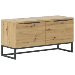 Cassapanche > Dmora Cassapanca Marrone Rovere Nodi Colore Ripiano Marrone Materiale Struttura in Metallo 98x37x50h cm - Sciara Nero, Marrone Rovere Nodi
