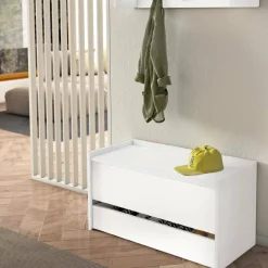 Cassapanca moderna porta scapre in legno 90x40x46h cm bianca - Sogno