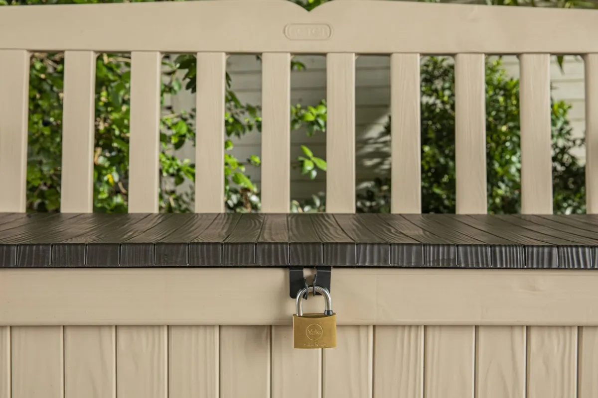Cassapanche|Cassapanche Da Esterno > Dmora Cassapanca outdoor Chestermere, 140x60 h84 cm, e Marrone Beige